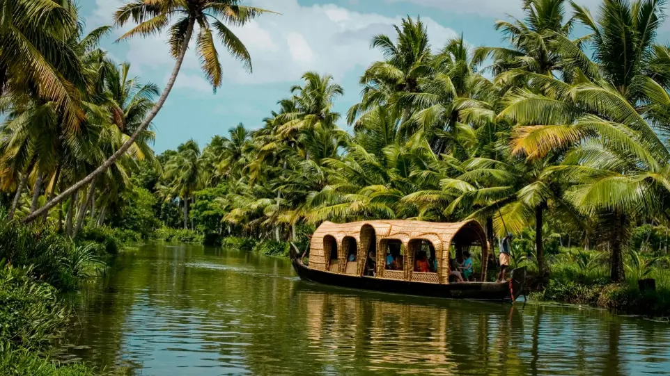 brown boat on body of water near green trees during daytime